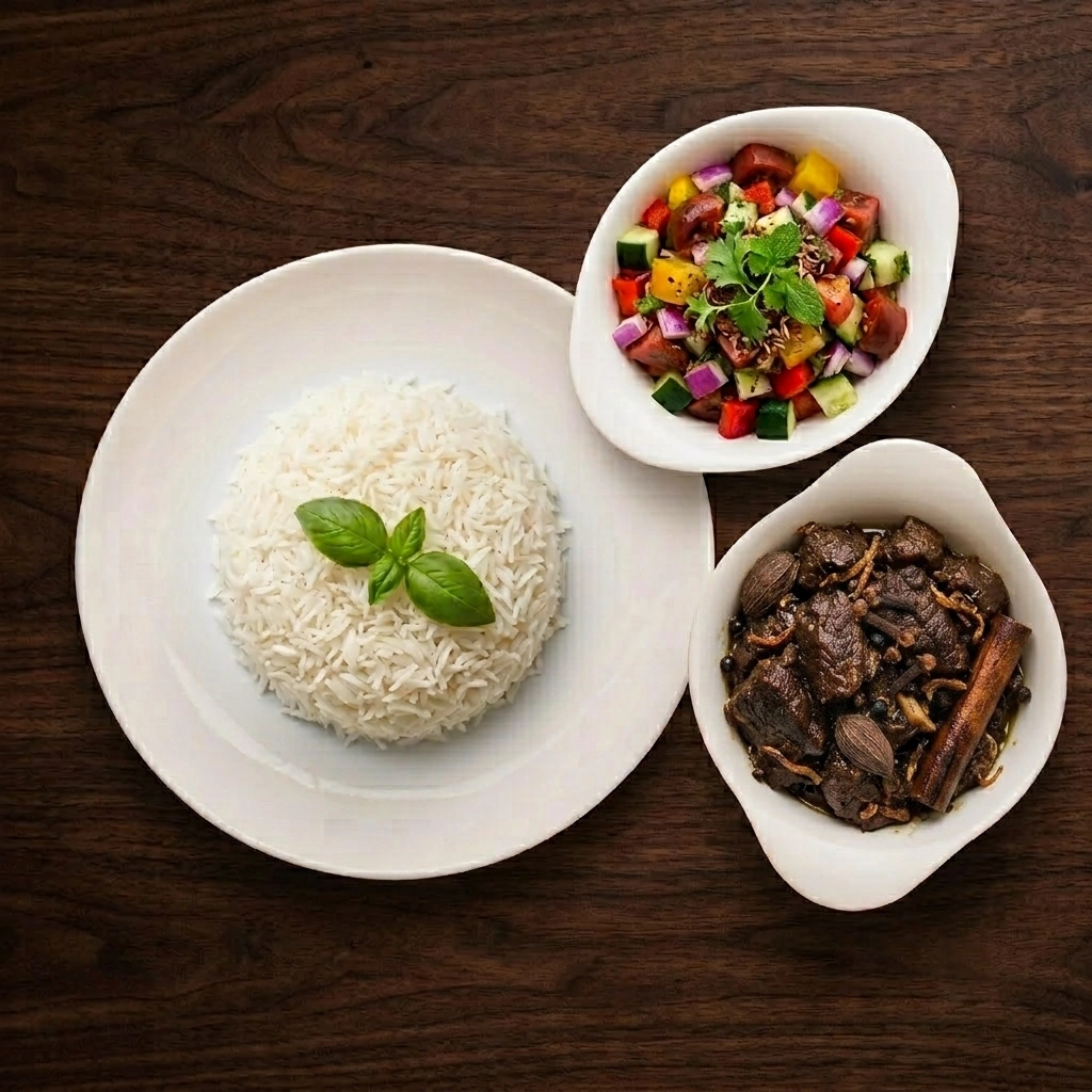 Beef Black Roast White Rice